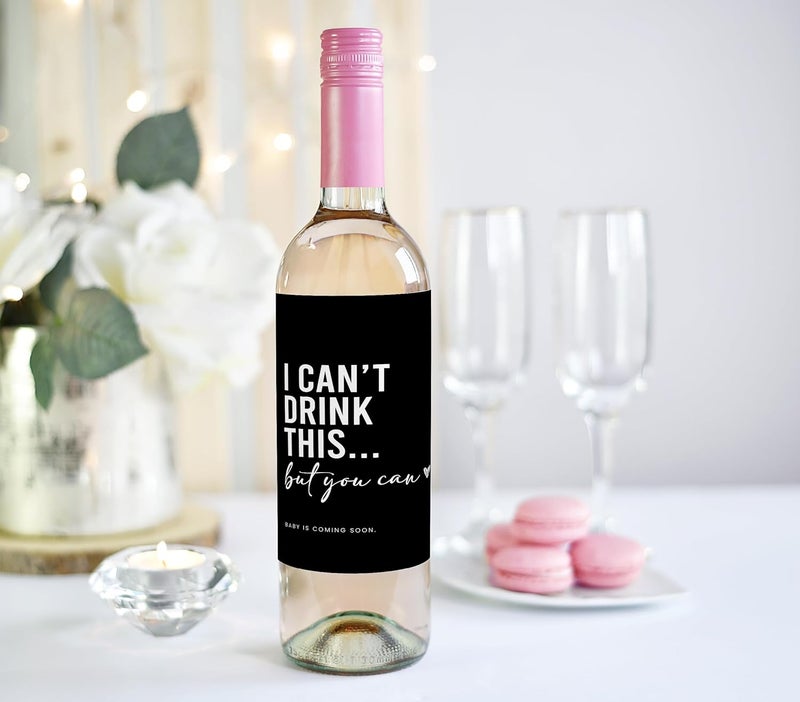 Mlle Label Pregnancy Announcement Wine Labels - Baby Coming Soon Announcement for Partner, Parents, Grand Parents, Auntie, Cousin & Friends - Alternative to Card - Baby Reveal Wine Label (Pack of 2) - Image 3